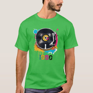 T-shirt  Chemise vintage 1990 vinyle DJ couleur rétro