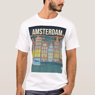 T-shirt Chemise vintage d'Amsterdam avec affiche de voyage