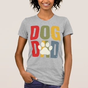 T-shirt Chemise Vintage Dog Dad Empreinte De Patte Rétro T