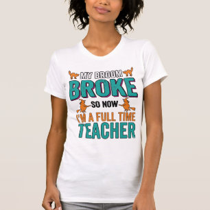 T-shirt Chemise Vintage Drôle Halloween Prof Broom Cassé