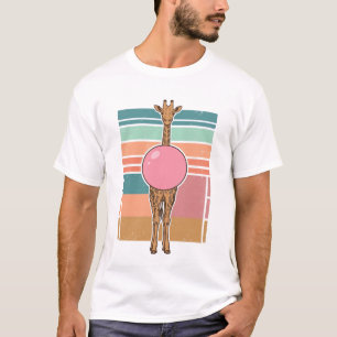 T-shirt Chemise vintage girafe bubble gum gravure Design_1