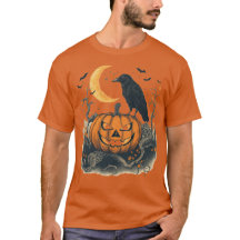 Chemise Vintage Halloween Corbeau Citrouille Jack
