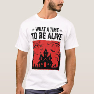 T-shirt Chemise Vintage Halloween Haunted House What A Tim