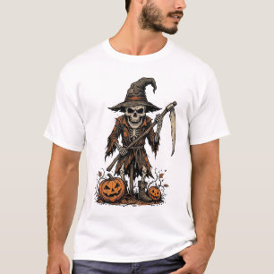 T-shirt Chemise Vintage Halloween Squelette Épouvantail Ci