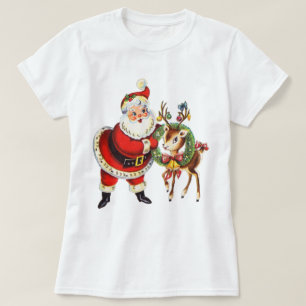 T-shirt Chemise vintage père Noël et rennes