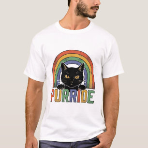 T-shirt Chemise Vintage Purride Chat Noir Arc-en-Ciel Desi