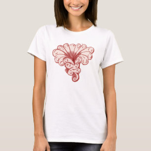 T-shirt Chemise vintage rouge de fleur