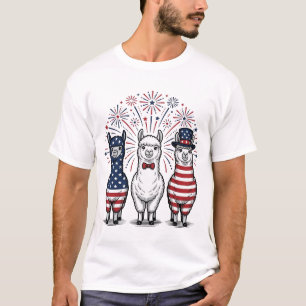 T-shirt Chemise vintage vector feu d'artifice lama patriot