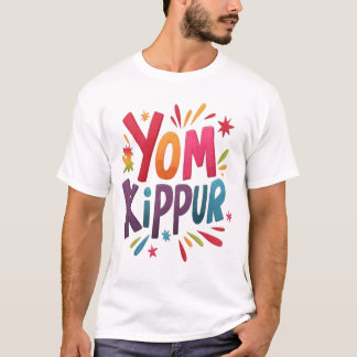 T-shirt Chemise Yom Kippur 2025 - Typographie colorée juiv