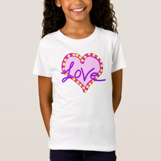 T-Shirt Chemises de coeur rose violet (Devant)