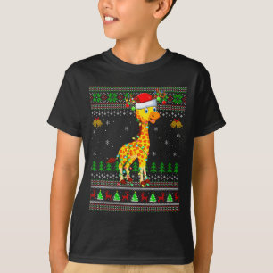 T-shirt Chemises de Noël démodées pour femmes girafeuse Fê
