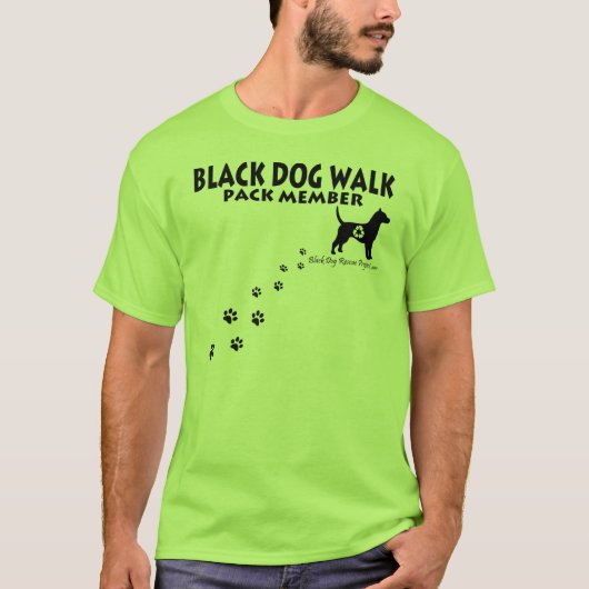 T-shirt Chemises de promenade de chien noir (Devant)
