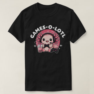 T-shirt Chemises Games-O-Lotl Mignon Axolotl Joueur Kawaii