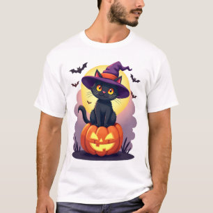 T-shirt Chemises Halloween Chat Noir Pour Hommes Femmes Ci