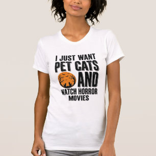 T-shirt Chemises Halloween Vintage Films d'Horreur Chats d