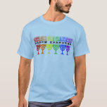 T-shirt Chemises heureuses de Chanukah d'arc-en-ciel<br><div class="desc">Chanukah heureux dans une ligne de chanukiot d'arc-en-ciel (menorahs). Une conception juive de vacances pour Chanukah.</div>
