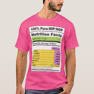 T-shirt Chemises Hip Hop  Faits nutritionnels Hip Hop 100 