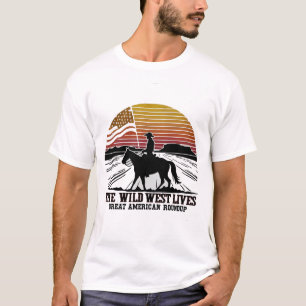 T-shirt chemises occidentales pour les gars, chemise cowbo