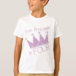 T-shirt Chemises Princess Crown 4th Birthday<br><div class="desc">Princess Crown 4th Birthday tshirts,  sacs fourre-tout,  cartes,  autocollants,  tasses,  magnets,  et plus avec texte lilas et couronne princesse royale.</div>
