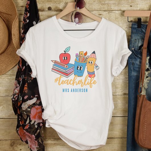 T-shirt Chemises rétro pour enseignants #vie d'enseignant