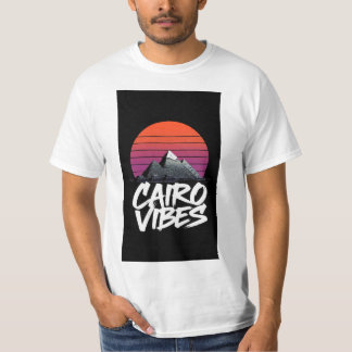 T-shirt Chemises rétro Pyramides du Caire Coucher de solei