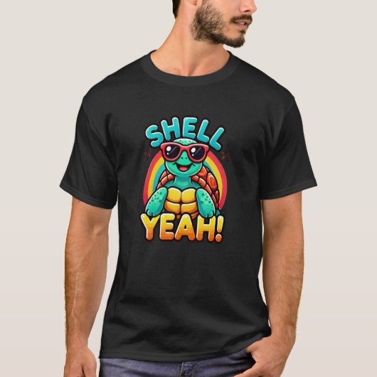 T-shirt Chemises Shell-Yeah u2013 Dessin de tortue mignon (Devant)