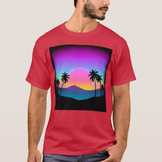 T-shirt Chemises Vibe Rétro Coucher de Soleil Neon Dreams