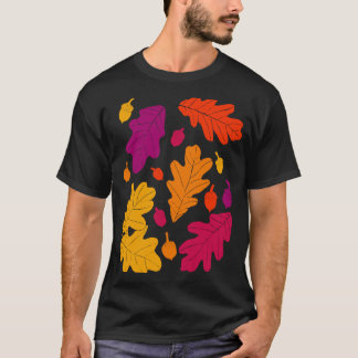 T-shirt Chênes et cornes Automne Feuilles et noix