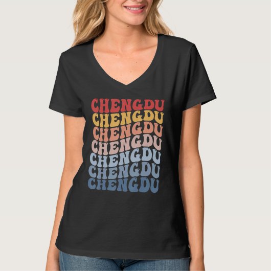 T-shirt Chengdu City Groovy Retro (Devant)