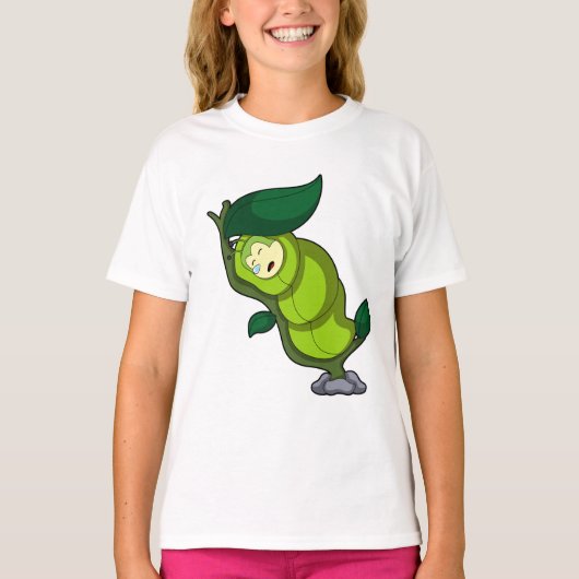 T-shirt Chenille endormie avec feuille (Devant)