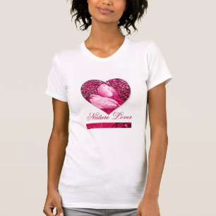 T-SHIRT CHÈQUES BLANCHES EN FUCHSIE ROSE / COEUR AMOUREUX 