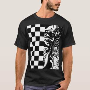 T-shirt Chèques et tourbillons - Noir et Blanc