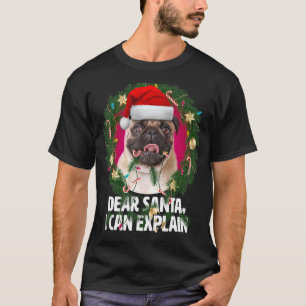 T-shirt Cher Chien de Carlin mignon Père Noël était coquin