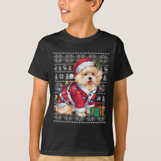 T-shirt Cher de Noël style de sueur laide Père Noël Bichon (Devant)