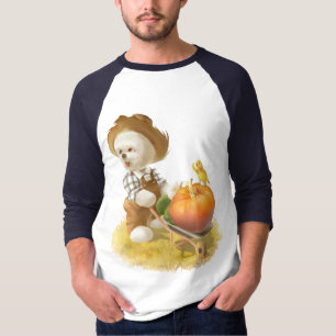 T-shirt Cher fermier chien avec Citrouille