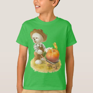 T-shirt Cher fermier chien avec Citrouille
