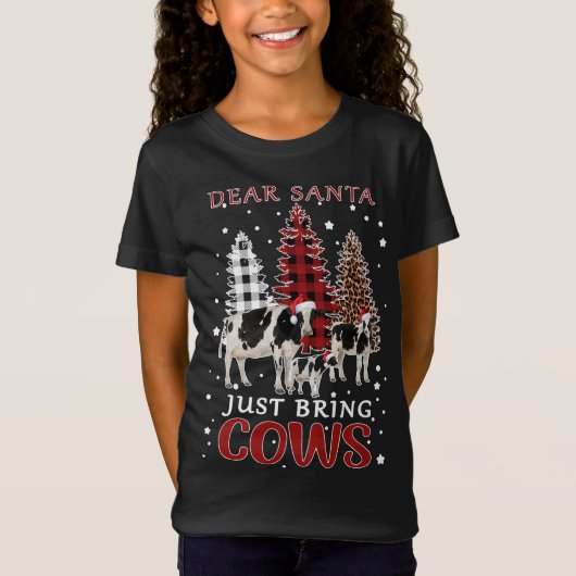 T-Shirt Cher Père Noël Apporte juste des vaches Buffalo de (Devant)