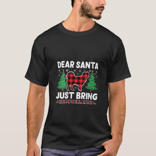 T-shirt Cher Père Noël, Apportez Le Chien Buffalo Plaid Kr (Devant)