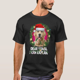 T-shirt Cher Père Noël Chien Retriever Doré Mignon Méchan