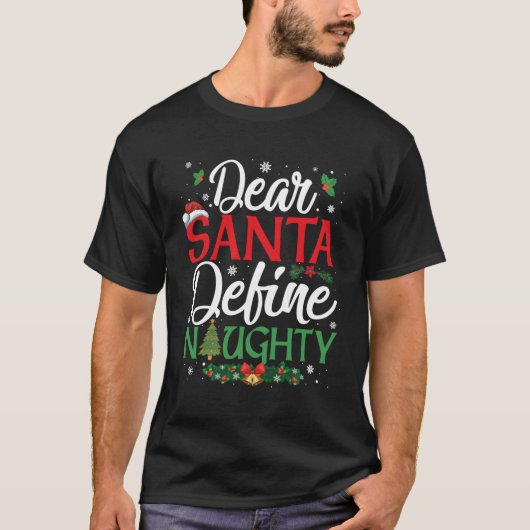 T-shirt Cher Père Noël Définir Naughty Funny Matching Pour (Devant)