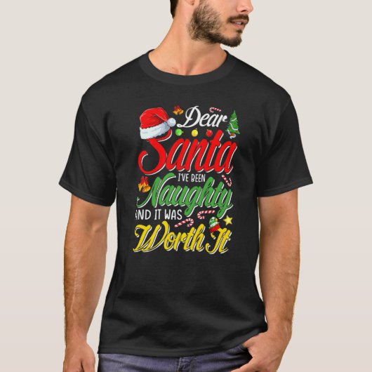 T-shirt Cher Père Noël, J'Étais Mauvais Vrai Noël (Devant)
