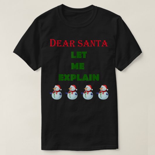 T-shirt Cher Père Noël, Laissez-moi raconter Funny Snowman (Design devant)
