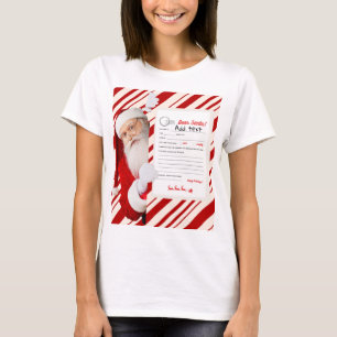 T-shirt Cher Père Noël Lettre de Noël Rayure de Bonbon Rou