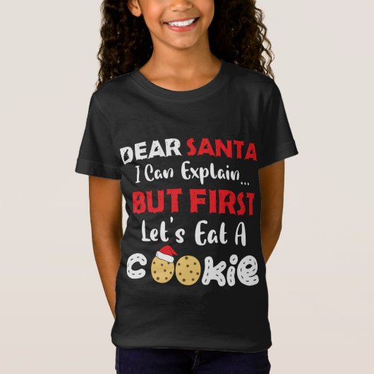 T-Shirt Cher Père Noël Mange Un Cookie Funny Christmas Coo (Devant)
