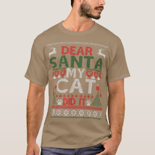 T-shirt Cher Père Noël Mon Chat L'A Fait Drôle Amoureux de