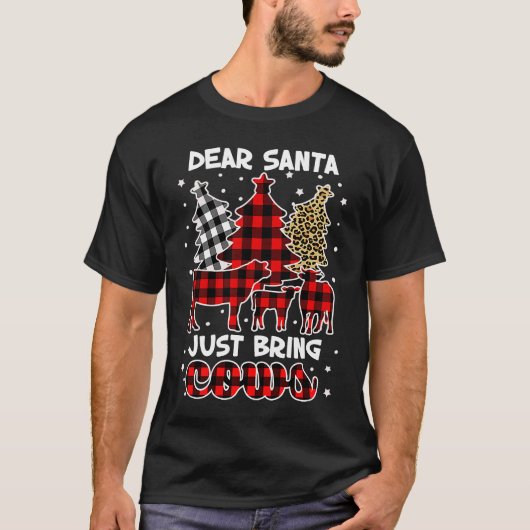 T-shirt Cher Père Noël vient d'apporter vaches Noël Buffal (Devant)