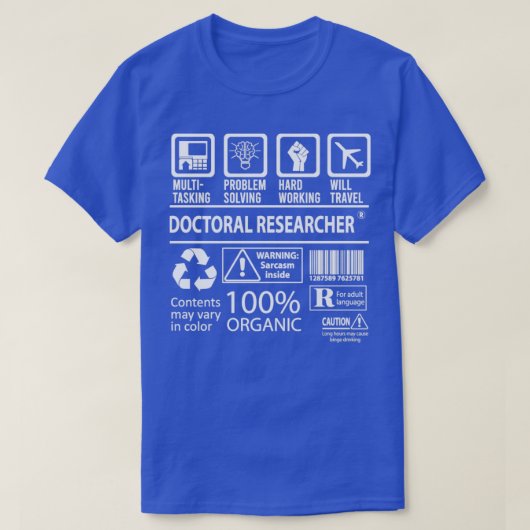 T-shirt Chercheur au doctorat Multi-Tasking Certified Job  (Design devant)