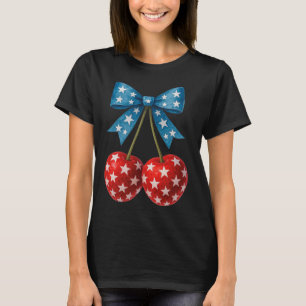 T-shirt Cherries American Flag Coquette Bow Cherry 4th Of