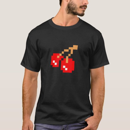 T-shirt Cherries Cherry Pixel 8 bit Arcade Game Matching C (Devant)