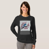 T-shirt Cherry Blossom Branch and Eastern Blue Bird for sp (Devant entier)